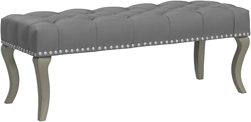 Miniatura 4 de Roundhill Furniture Maxem - Asiento tapizado de piel sintética copetudo con banco de clavos, color champán