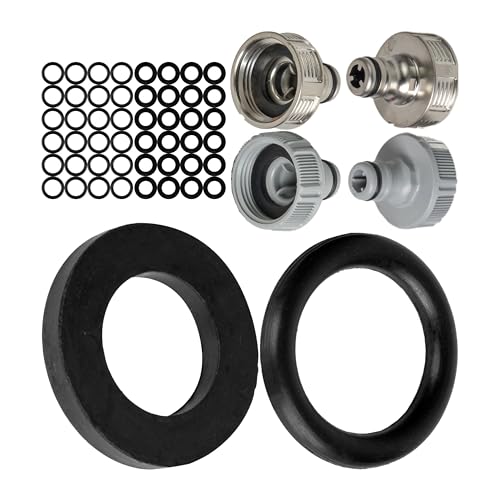 Ersatz Dichtungen Mix Set 50 Stück für G 1/2 Zoll Garten Systemteile kompatibel mit Gardena 21 mm Hahnverbinder 18240 18220 15273 aus Gummi Ø 16 x 11 O-Ringe und 19 x 11 mm Flachdichtungen