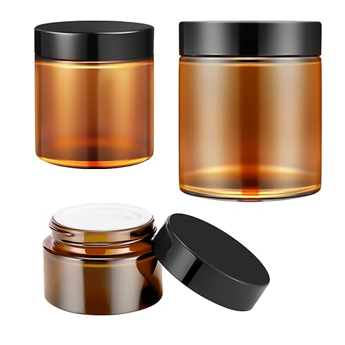 Tecohouse Amber Glass Jars with Lids (3-Pack)