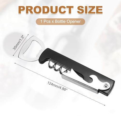 sourcing map Wine Opener, Bottle Opener, Durable Stainless Steel Waiter's Corkscrew, Compact All-in-One Home Bar Tool for Bar, Party, Wedding, Home, Travel, Black - Image 3