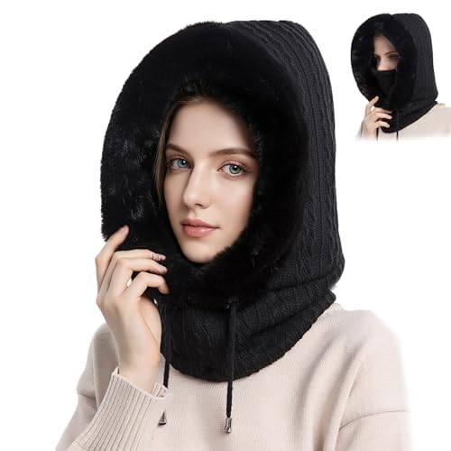 Consejos para Comprar Gorras de Moda los mejores 10. 40 Gorro de Punto con Calentador,Gorro Tejido Invierno para Mujer de Cuello con Capucha Cordón,Protege Cuello,Cara,Orejas,Para Esquiar,Actividades al Aire libre (MX/US, Alfa, Talla...