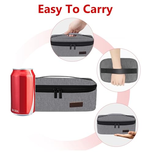 Image of Insulated Lunch Bag for Office, Black Reusable Food Container with Zipper Closure and Carrying Handle (Gray)