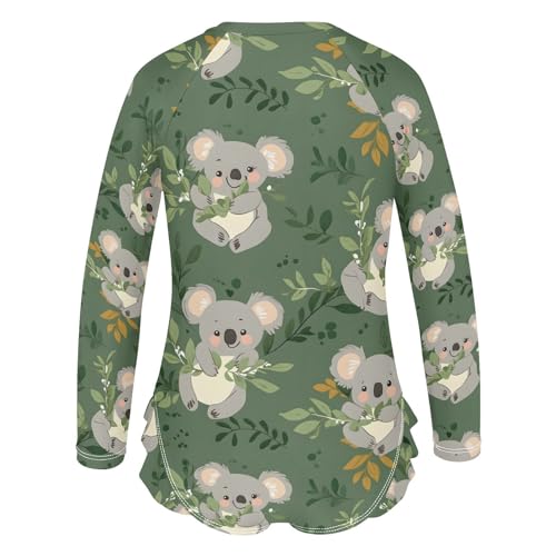 Cute Koala Tropical One Piece Swimsuits for Girs Rashguard Swimwear with Zipper 3T 202b82753