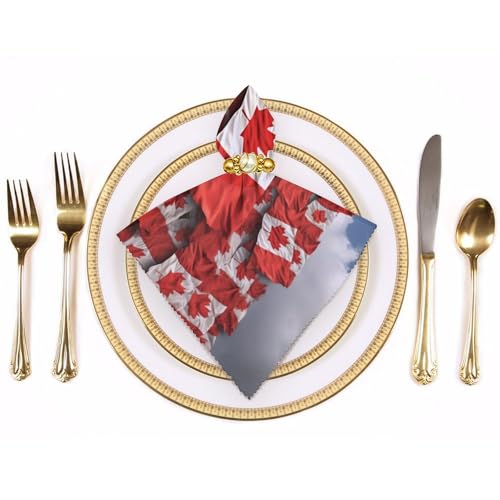 Servilletas de Tela con Bandera Canadiense 4 piezas miniatura 3