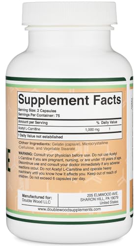 Double Wood Supplements DWALCAR Acetyl L-Carnitine 1,000Mg Per Serving thumb #2