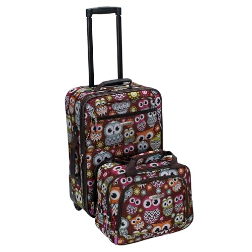 Image of Rockland Fashion Softside Upright Luggage Set, Expandable, Owl, 2-Piece (14 /19)