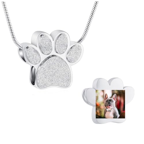 VCCWYQK Collar de urna para cenizas para mascotas, mujeres, hombres, joyas de cremación para cenizas, collar de cremación, joyería de recuerdo, colgante de cenizas, regalos conmemorativos (foto de