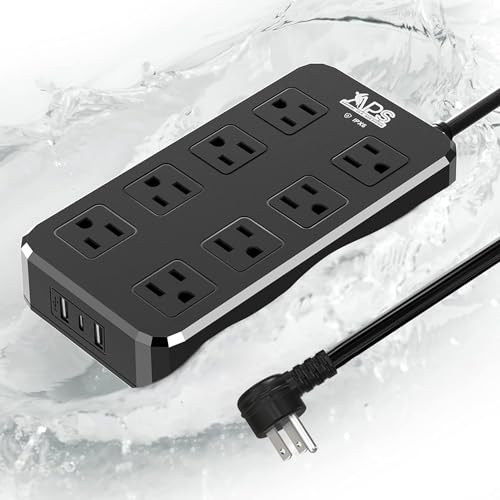 QIYUAN IPX6 Waterproof Outdoor Power Strip, Surge Protector with 8 Outlets & 3 USB Ports (2A1C), 6FT...