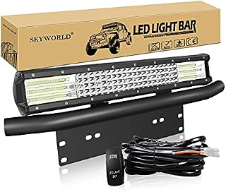 SKYWORLD LED Light Bar, 20 inch 510W Spot Flood Combo Beam Work Driving Lamp with License Plate Mounting Bracket 12V Wiring Harness Kit Rocker Switch for Truck Offroad Car ATV SUV 4X4 Boat
