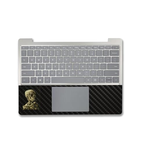 Image of MightySkins Carbon Fiber Skin Compatible with Microsoft Surface Laptop Go 3 (2023) Full Wrap Kit - Skull with Cigarette | Protective Durable Textured Carbon Fiber Finish | Made in The USA