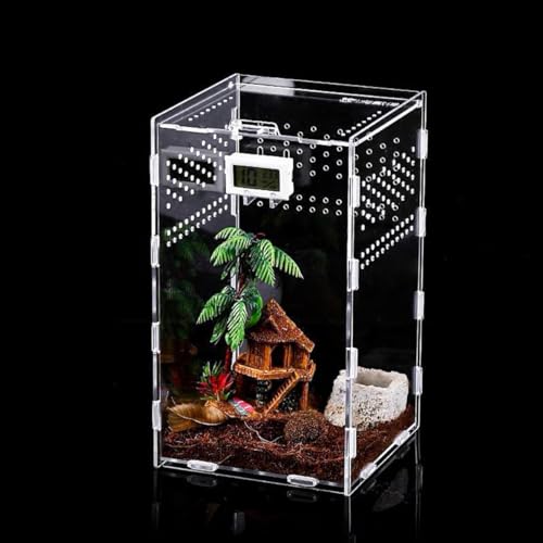CENPEK Reptile Feeding Box Transparent Acrylic Reptile Enclosure Case for Spider Lizard Scorpion Centipede Horned Frog Beetle.(12x12x20cm) - Image 4