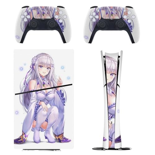 PS5 Slim �f�W�^���� �X�L���V�[�� Re:Zero �G�~���A Emilia PlayStation 5 �ی�X�e�b�J�[ �v���C�X�e�[�V���� 5 ���^�X�L�� �ی�V�[�� �S�ʕی� ���ʑΉ������ʑΉ� �ϋv�� �w��/��/����/�ق���h�~ ���B�� �C�A�[
