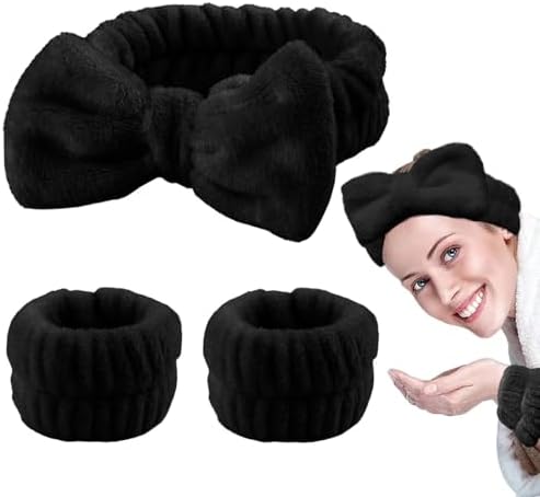 Set 3 Pezzi Fascia Capelli E Polsini Skincare - Microfibra Assorbente Per Yoga E Trucco - Foto 5