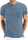NITAGUT Men's Summer Casual T-Shirts Front Placket Raglan Short Sleeve Henley Shirts with Pocket XL,