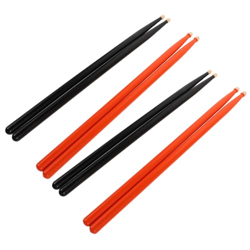 Set de 4 pares de baquetas de madera de arce tamaño 5a peso medio color naranja y negro para redoblante, batería electrónica y práctica de banda de marcha miniatura 1