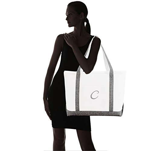 Bolso tote de playa gris DALIX para mujer, con personalización de letra A-Z miniatura 7