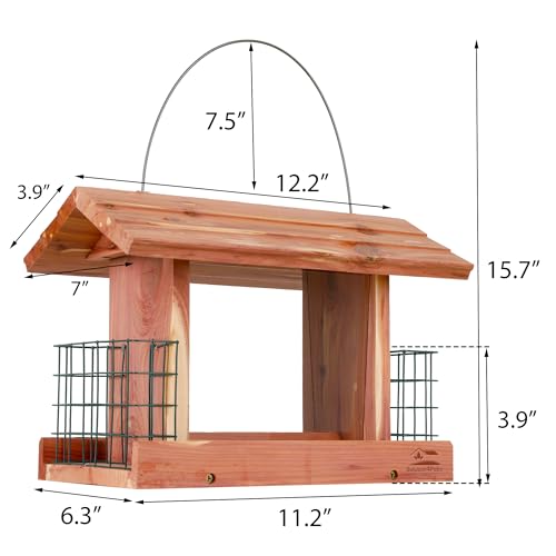 Solution4Patio Homes Garden Usa Cedar Bird Feeder Wildbird Essentials Handmade Wooden Outdoor Ranch Patio Yard Tree Hanging thumb #6