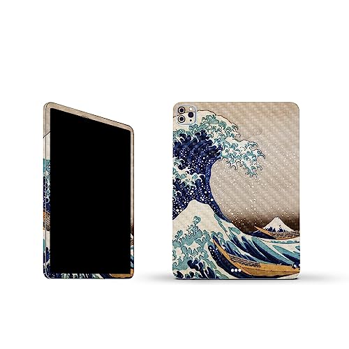Image of MightySkins Carbon Fiber Skin Compatible with Apple iPad Pro 11 inch M2 4th Gen (2022) Full Wrap Kit - Great Wave of Kanagawa | Protective, Durable Textured Carbon Fiber Finish | Made in The USA