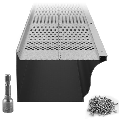 Happybuy Gutter Guard 6" Width, Aluminum Leaf Filter, 26 PCS, 104 ft Total Length, 0.157" Hole Diameter, 0.02" Thickness, DIY Gutter Cover, Fits All Roof Types