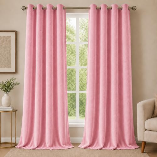Image of Velvet Curtains | Heavy Soft Premium Velvet Drapes for Bedroom and Living Room | Semi Light Blocking, Thermal Insulated and Noise Reducing Window Panels | 5 Feet, Set of 2 (Baby Pink)