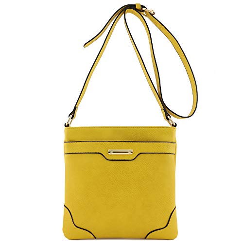Image of Medium Size Solid Modern Classic Crossbody Bag with Gold Plate