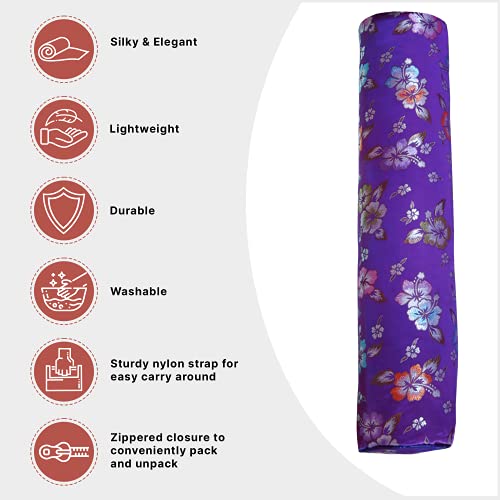 Wai Lana Yoga And Pilates Deluxe Hibiscus Tote 26 Inch Silky, Elegant, Floral, Zippered, Ideal For 1/8 Inch Thick Mat - Purple #TOP1