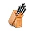 Fissler Alaska Set di coltelli, 6 pezzi, ceppo portacoltelli in legno, inclusi coltelli da cuoco, per pane, per sbucciare, per prosciutto e universale