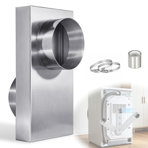 OEM 84049 Periscope Dryer Vent Connector Kit Upgraded 304 Stainless Steel Adjustable 0-5 Telescoping Dryer Vent Duct Fits Tight Spaces with Slim Flat Design 4in Dryer Vent Duct Hose Pipe Adapter