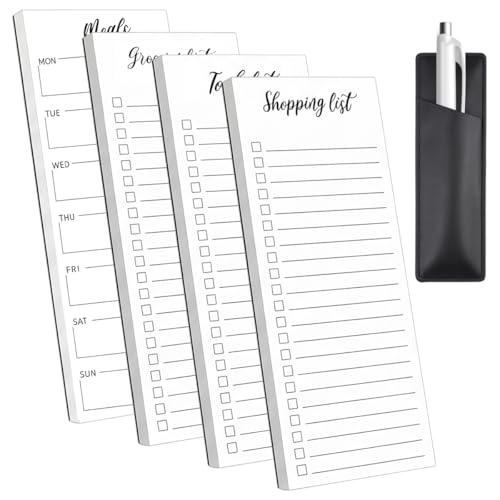 4 Pièces Blocs Magnétiques Liste Courses, 20 x 9 cm Blocs-Notes Magnétiques Liste de Choses, Facile à Déchirer, Bloc Note Magnétique Frigo pour Les...