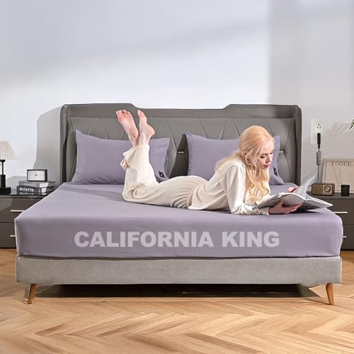 Image of Grounding Sheets, CaliforniaKing Size Grounding Fitted Sheets with 5% Silver Fiber Grounding Bed Sheets for Improved Sleep & Pain Relief (CaliforniaKing - 72 inch inch*84 inch inch*14 inch inch Gray)