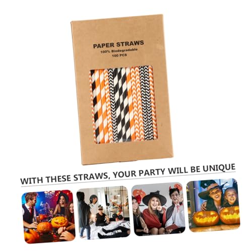 100 pitillos de papel Kraft para Halloween, colores surtidos miniatura 5