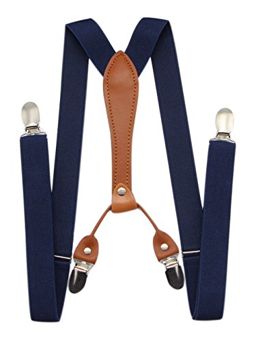 Jaifei Suspenders & Bowtie Set- Men's Elastic X Band Suspenders + Bowtie For Wedding, Formal Events (Navy) #TOP1