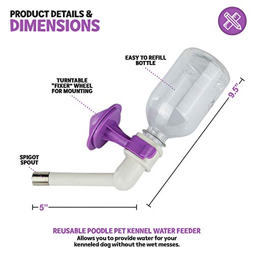 Poodle Pet Water Feeder Bottle Container Dispenser for Cage or Kennel – Gravity Hydration Fountain with Spigot Spout for… - Image 2