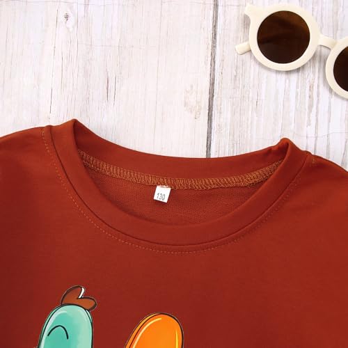 Image of Thanksgiving Shirts for Kids Girls Boys Funny Turkey Long Sleeve T-Shirt Fall Thankful Casual Tee Tops 7-12Years