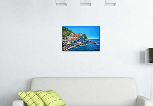 My Easy Art Modern Canvas Painting Wall Art The Picture For Home Decoration Cityscape Traditional Port Mediterranean Sea Cinque Terre Italy Coast Landscape Print On Canvas Giclee Artwork For Wall Dec #TOP4