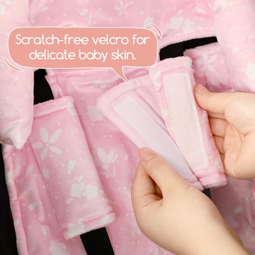 Almohadilla y funda para asiento de bebé rosa miniatura 3