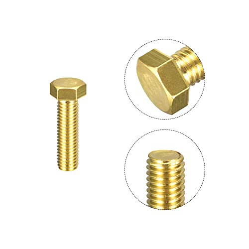 Image of uxcell Brass Hex Bolts, 1 /2-13x1-3 /4 2pcs Fully Thread Grade 4.8 Solid Brass Hexagon Head Bolt Machine Screws for Machinery