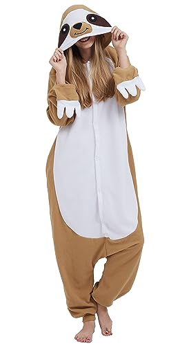 SAMGU Sloth Onesie Adult Halloween Cosplay Costume Cartoon One Piece Pajamas Homewear for Women Men Small