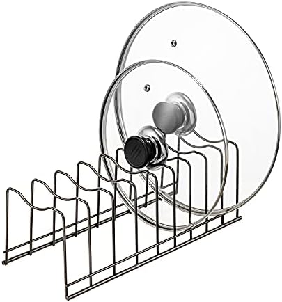 Y.Z.Bros Pot Lid Holder Organizer, Kitchen Countertop Storage Rack Cutting Boards, Bakeware, Pots & Pans, Serving Trays, Reusable Containers in Cabinet Pantry , Stainless Steel