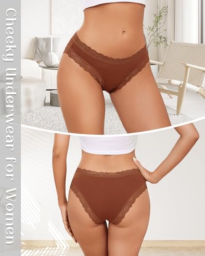 Aijolen Cotton bikini for women Cheeky Panties lace Hipster for Ladies underwear pack womens Soft Stretch Breathable S-XL2