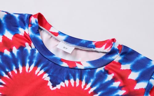 Image of Kids 4th of July 3D Tie Dye Style T-Shirt Boys Girls Patriotic American Flag Clothes Firecracker Tops 4-10 Years