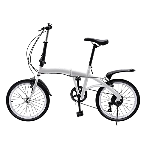 Bicicleta urbana plegable para adultos, 7 velocidades, acero al carbono, doble freno en V, 20 pulgadas, soporte de dos tonos