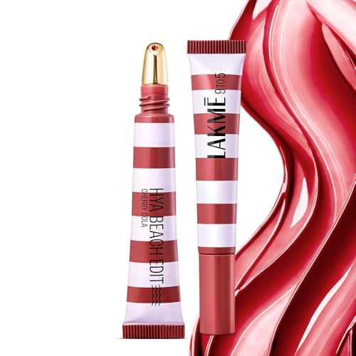 Image of Lakme 9to5 Hya Beach Edit Lip Gloss Stain - 5 Cherry Cola, Long Lasting Stain, For Soft and Nourished Lips, with Linoleic Acid & Hyaluronic Acid, SPF 15, Non-Sticky and Lightweight, 10 ml