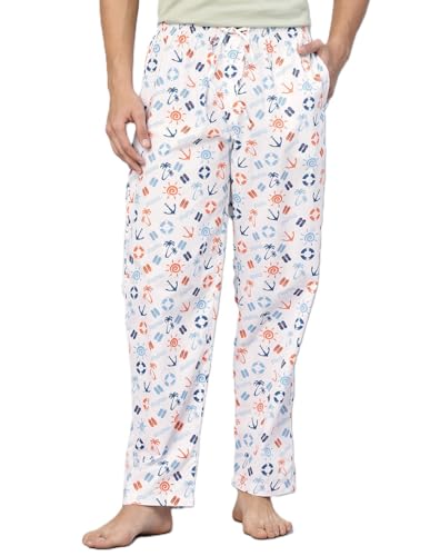 Image of Majestic Man Men's Printed Pure Cotton Lounge Pyjama | Comfort Fit | Elastic Waist with Drawstring | 3 Pockets | Button Closure