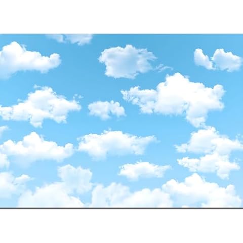 Yongqian 9x6ft Blue Sky White Cloud Photography Backdrop World Travel Aviator Children Birthday Party Decor Wedding Newborn Baby Shower Photo Studio Props Cover