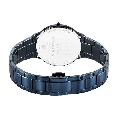 Image of Titan Edge Metal Ladies Allure Quartz Analog Blue Mother of Pearl Dial Blue Stainless Steel Strap Watch for Women - NT2734QM02