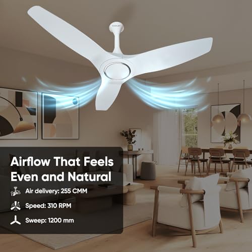 Image of CADLEC ThunderX 1200mm BLDC Ceiling Fan with Remote Control | BEE 5 star Rated Energy Efficient Ceiling Fan | High Air Delivery | 5 Year Warranty (White)