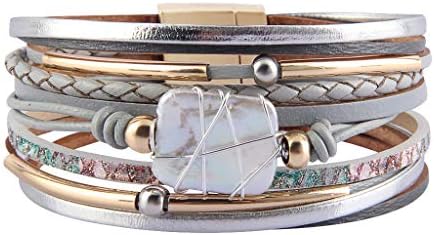 GelConnie Leather Cuff Bracelet Baroque Pearl Wrap Bracelet Gorgeous Gold Tube Bangle Womens Boho Bracelet Bohemian Wristband Jewelry Gift for Women Girls Wife Sister