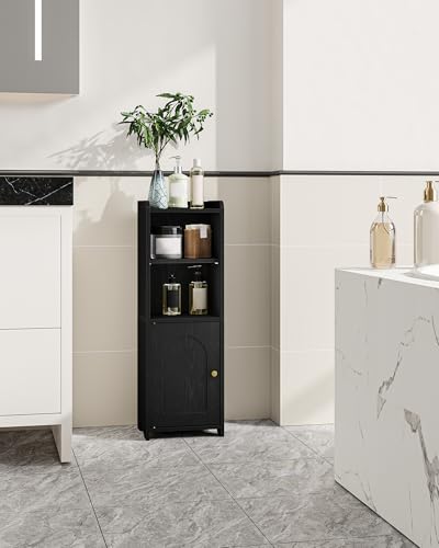 Corner Bathroom Storage Cabinet for Small Spaces, Black
