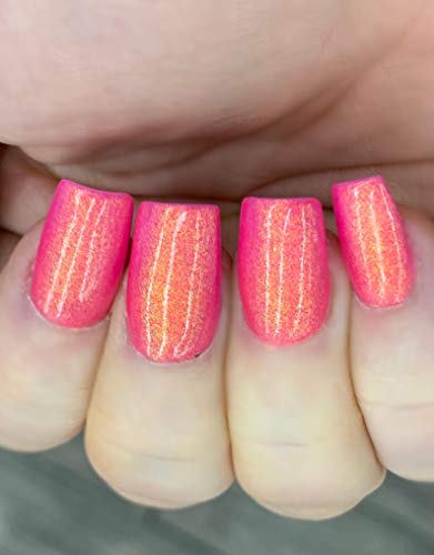 Polish Me Silly, Lollipop Glow - Neon Pink Orange Yellow "Glow Pop Nail Polish Collection" Multi-Color Shifting: Mylar Oil Slick, Vegan & Cruelty-Free Nail Polish, 0.5 Fl. Oz. (15 mL)